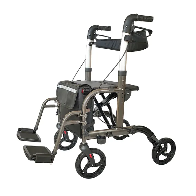 Yüksek kaliteli taşıma sandalye alüminyum katlanır tekerlekli sandalye Rollator Walker yetişkinler için
