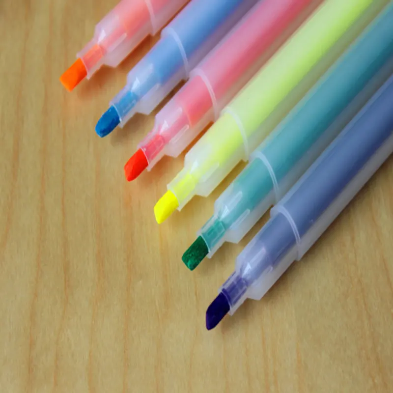トライアングルダブルヘッド蛍光ペン塗装キーマーク環境にやさしい無毒インク蛍光ペン