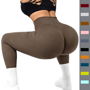 Pantalons de yoga sans couture à faible coût et haute élasticité pour femmes, leggings de sport taille haute effet push-up, vente en gros, fournisseur de logos personnalisés - Product Image 1