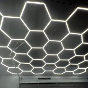 Customized 6500K Suspended Hexagonal Garage Honeycomb Nightclub Ceiling Led Light Car Detailing Studio Lights