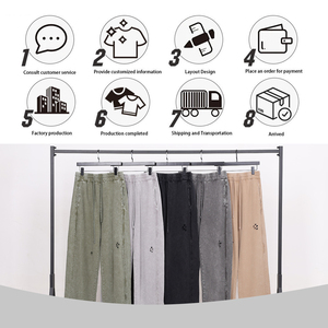 Pantalones de chándal rectos para hombre, estilo vintage, con lavado ácido y efecto desgastado, de algodón, corte holgado, estilo cargo, servicio OEM - Product Image 5