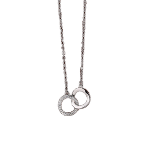 สร้อยคอเงินแท้ S925 ประดับเพชรสองวง พร้อมจี้วงกลม สำหรับงานหมั้น งานแต่งงาน งานเลี้ยง รุ่น YB-XY-745 - Product Image 1