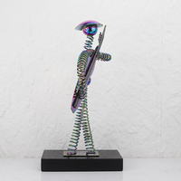 Sculpture de Musicien en Métal avec Base en Marbre, Figurine Abstraite de Violoniste, Décoration Moderne pour Table, Décoration d'Intérieur, Statue d'Hôtel