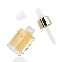 Emballage d'huile essentielle écologique de luxe 15 ml, petit flacon carré transparent pour cosmétiques, flacon compte-gouttes en verre pour sérum pour les yeux, pipette
