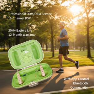 Audífono Híbrido Techmi y Tapón Electrónico 2 en 1, Dispositivo TWS OTC FDA con App para Pérdida Auditiva y Protección Táctica - Product Image 1