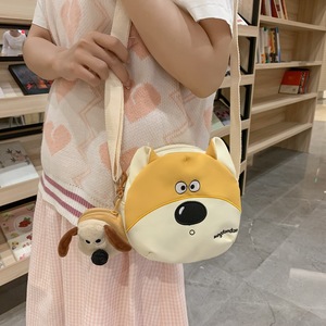 Summer Crossbody Bag For Women Round Canvas Cartoon Puppy Zipper Shoulder Bag Everyday Outfits Cell Phone Pouch - Product Image 1