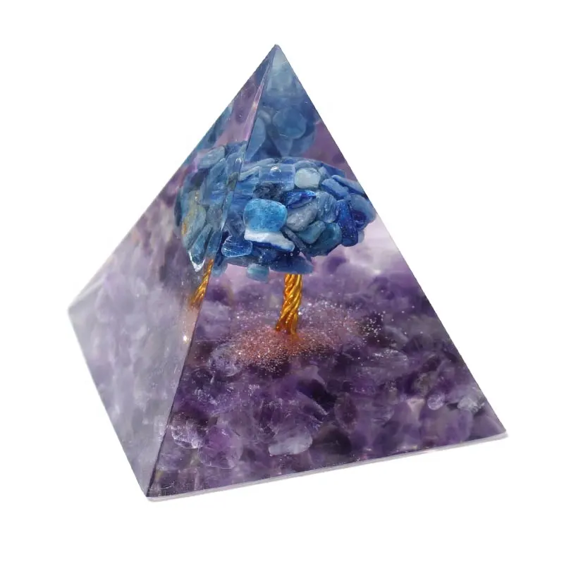 Cristal Natural Elimina a Energia Negativa Transparente Semi-precious Stone Tree Of Life Orgonite Pirâmide Decoração