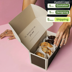Riciclato monouso consegna sicura in bianco <span class=keywords><strong>e</strong></span> nero Mini torta pieghevole scatole di biscotti per alimenti - Product Image 1