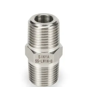 1/4" Stainless Steel 304 Pipe Fitting BSPT Steel 1/8 Inch NPT Male Pipe Nipple 316SS Tube Connection Male Thread Hex Nipple