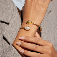 Bracelet et bague ajustables en pierre naturelle et perle, œil de tigre et résine, plaqué or 18 carats, bijoux en acier inoxydable – Stock local