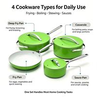 Ensemble de casseroles et poêles en aluminium moulé sous pression de qualité supérieure avec revêtement antiadhésif en céramique pour la cuisine à domicile