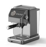 Machine à expresso rétro Art Déco 20 bars, finition noire et or, cafetière commerciale avec manomètre et mousseur à vapeur pour la maison et la cuisine