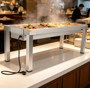 Flat <b>Top</b> Electric Buffet Warming Table Stainless Steel Heated Food Display Table for Banquet Catering Buffet - Product Image 3