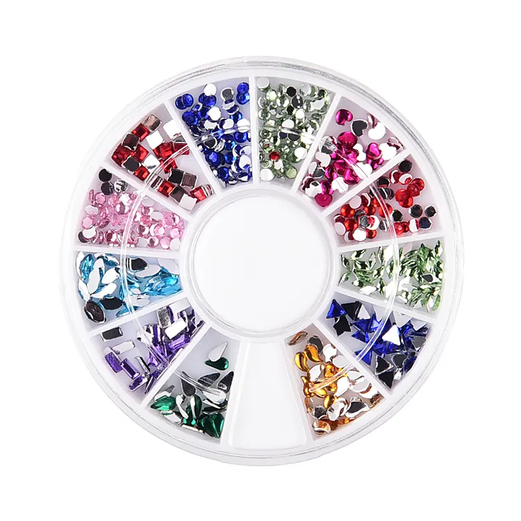 12 Stijlen Kleurrijke Ronde Hart Sterren Gemengde Vormen Ab Kristallen Flat Terug Nail Rhinestones Nail Art Ab Steentjes Voor Nagels