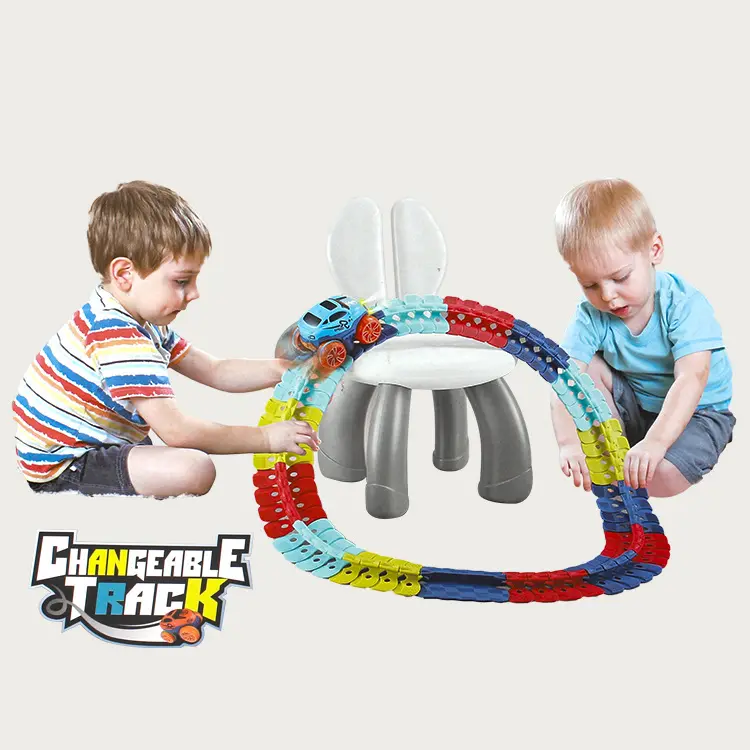 Coloré 224 pièces bricolage Flexible piste de course jouet électrique Anti gravité voiture jouets fente voiture avec veilleuse