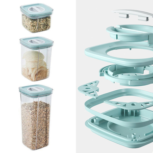 Contenedores de almacenamiento de alimentos para perros apilables con tapas, latas selladas de plástico, tarros de despensa herméticos para conservación de arroz y cereales - Product Image 5