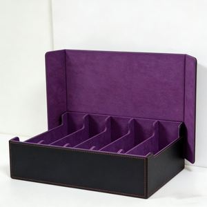 Boîte de rangement pour cartes en cuir violet avec plusieurs emplacements pour une collection bien organisée et un design pliable - Product Image 2