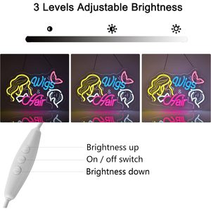 Wigs & Hair Letreros Neon LED dimmable USB powered ambient <b>light</b> store <b>window</b> decoration <b>light</b> street indicator <b>light</b> Customized - Product Image 2
