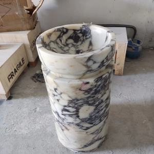 Luxus italienische Calacatta Viola Natur marmor Säule Becken Designer Boden stehende Hand waschbecken für Villa Waschbecken - Product Image 2