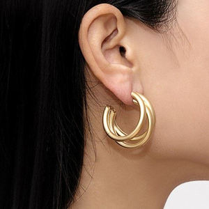 Boucles d'oreilles en forme de C, plaqué or 18K, vente en gros, à la mode, livraison gratuite - Product Image 2