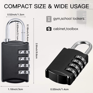 Cadenas à combinaison à 4 chiffres, étanche, en acier, design compact sans clé, pour bagages, casier de gym, boîte à outils, valise - Product Image 2