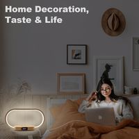 Gradateur tactile moderne en bois horloge de nuit à charge rapide lampe de chevet chargeur sans fil en bois pour la décoration intérieure