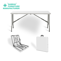 Table pliante blanche SK-ZDZ-C004 de capacité de charge lourde HDPE portatif réglable de 6 pieds pour des événements extérieurs et diner commercial