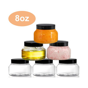 150g 200g 250g pot de beurre corporel transparent 8oz avec couvercle pour maquillage cosmétique masque capillaire pour les yeux crème Slime sucre corps gommage pot conteneur - Product Image 1