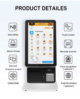 Terminal Punto de Venta TC TOUCH K12 de 15.6 Pulgadas con Sistema Android/Windows, Kiosco de Autoservicio con Escáner, Impresora y Soporte de Pared para Restaurantes y Comercios Minoristas