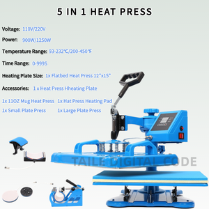 Máquina de Impresión de Camisetas 5 en 1, Máquina de Transferencia de Calor <span class=keywords><strong>Industrial</strong></span> Digital de 15"x12" para Camisetas/Tazas/Gorras/Platos/DIY - Product Image 5