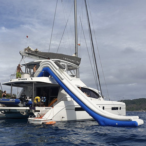 <b>Inflatable</b> PVC <b>Water</b> <b>Slide</b> Blue White Floating Yacht <b>Slide</b> Outdoor Resort Hotel Use Max 500kg Capacity - Product Image 1
