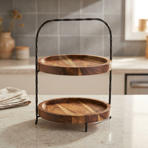 Nouveau style de support à gâteau en bois à trois niveaux, écologique, compatible lave-vaisselle, sans danger pour les aliments, modèle BS INTERNATIONAL BTR00233, mariage - Product Image 1