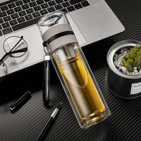Botol Air Kaca Borosilikat Tinggi Penjualan Terbaik dengan Teh Filter Teh untuk Satu