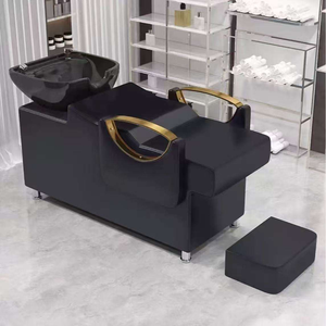 Juego de Muebles de Peluquería de Lujo al por Mayor, Estilo Moderno, Color Negro, Silla de Barbería, Espejo LED, Carrito en Venta - Product Image 3