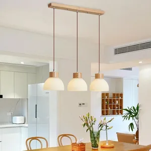 2022新款设计师现代木质吊灯天花板厨房岛卧室悬挂玻璃灯罩吊灯