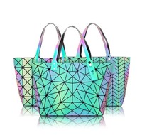 Tas tangan payet modis, dompet tangan payet multi warna, dompet selempang reflektif pelangi, tas tangan geometris untuk wanita