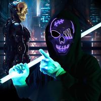 Masque à LED pour Halloween, masque effrayant pour fournitures de fête, éclairage à LED, masques lumineux effrayants
