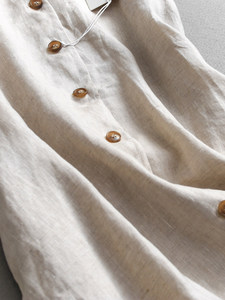 Abito da donna elegante in lino tinta unita, casual, aderente, scollo a V, monopetto, <span class=keywords><strong>senza</strong></span> maniche, che esalta il fascino. - Product Image 6