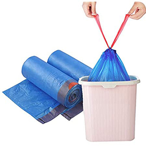 High quality custom printed disposable pe <b>roll</b> <b>plastic</b> trash can drawstring garbage bag with ties string for kitchen hotel - Product Image 4