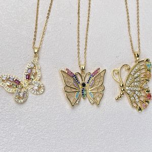 Collar <span class=keywords><strong>de</strong></span> Mujer con <span class=keywords><strong>Cadena</strong></span>, Buen <span class=keywords><strong>Precio</strong></span>, Chapado en Oro <span class=keywords><strong>de</strong></span> 18k, Joyería <span class=keywords><strong>de</strong></span> Diseño, Colorido, con Colgantes <span class=keywords><strong>de</strong></span> Mariposa con Piedras Brillantes - Product Image 6