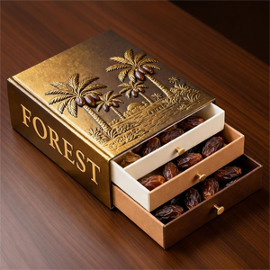 Caja de Regalo Premium con Dátiles Persas Secos Importados, Conservados en Miel, con Diseño de Cajón de Tres Capas Reciclable para Dulces y Chocolates - Product Image 1