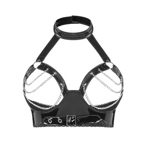 S-3XL Haut court dos nu effet mouillé, <span class=keywords><strong>bustier</strong></span> à découpes avec chaîne métallique, sexy, pour cosplay, clubwear, style camisole ou gilet court - Product Image 6