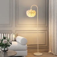 Lampe sur pied LED en fer et plumes d'oie avec télécommande, intensité variable, température de couleur multiple, design nordique pour chambre à coucher et salon