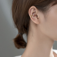Boucles d'oreilles en argent sterling 925 véritable, style coréen, double clip d'oreille croisé pour femme, chic, sans piercing, fausse boucle d'oreille en cartilage