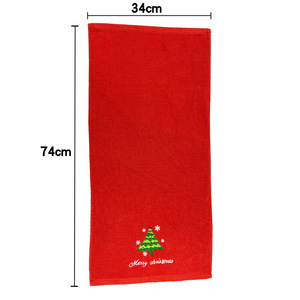 Toalla Navideña de Algodón Puro 34x74cm con Diseño de Árbol Bordado, Toalla de Regalo - Product Image 1
