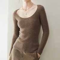 Pull en cachemire pur 100% pour femme, col en U, léger, doux, coupe ajustée, haut de gamme, pour l'automne et l'hiver