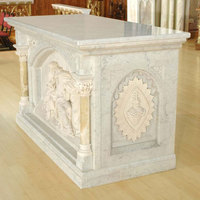 Table d'autel d'église en marbre blanc, sculpté à la main, au Design classique, magnifique,