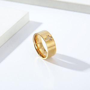 Anillo de Diamantes para Hombre, Corte Princesa, Acero Dorado y Negro, Anillo de Boda, Uso Diario - Product Image 3
