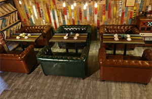 Cabina de cuero PU de lujo ligera personalizada UShape restaurante Club Bar sofá <span class=keywords><strong>discoteca</strong></span> conjunto de muebles de sofá Hotel Bar muebles de restaurante - Product Image 6