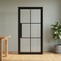 Puertas de Entrada Modernas de Hierro Forjado con Vidrio de Seguridad y Aislamiento Térmico, Puertas Francesas de Acero y Vidrio